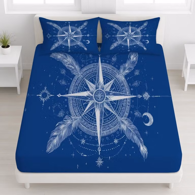 Maritiem hoeslaken van microvezel voor volwassenen, 160 x 200 cm