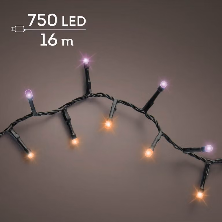 Lumineo LED compact twinkel lights met 750 paarse en oranje lampjes