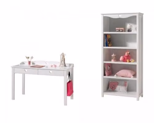 Vipack AMORI bureau en boekenkast in wit hout voor je home office