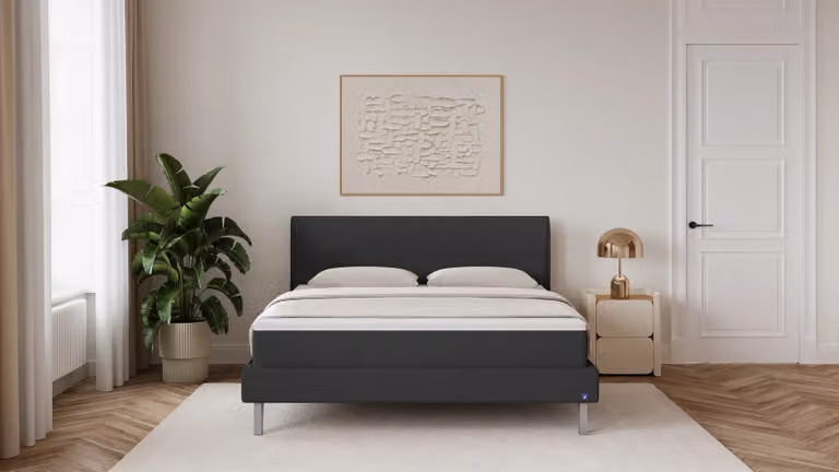 BRUNO Classic bed zwart/antraciet met matras en lattenbodem B/D: 140 x 200 cm