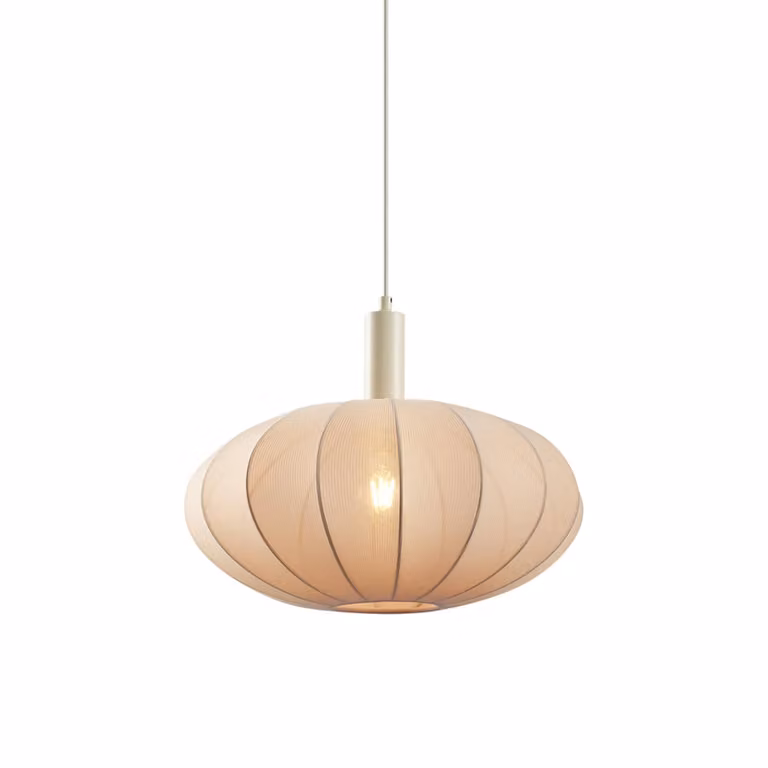 Qazqa Japandi hanglamp beige met stoffen kap