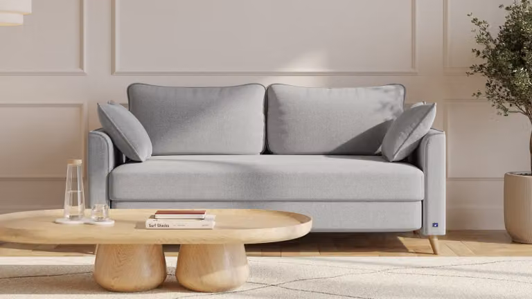 BRUNO Slaapbank Silver Grey grijs met massief hout en boxspringcomfort, 160 cm