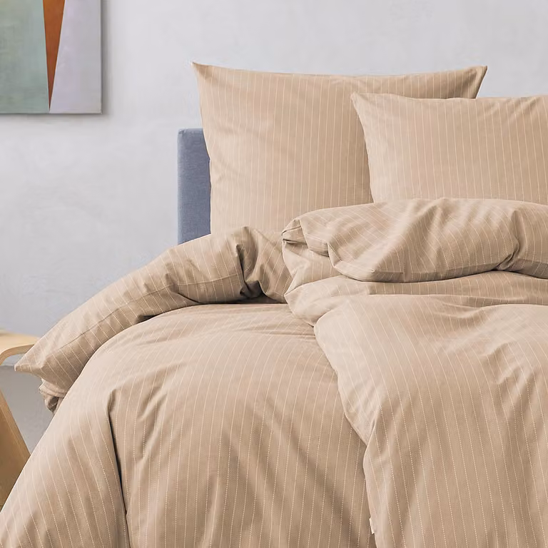 Esprit Cuno Flanellen beddengoedset sand, dekbedovertrek 200 x 200 cm en 2 kussenslopen 80 x 80 cm
