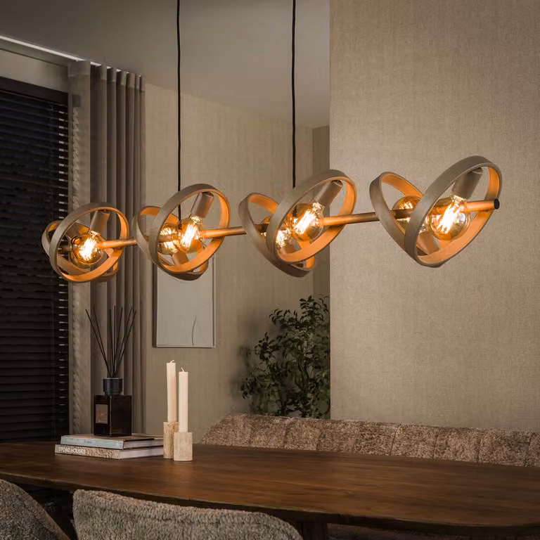 Lyora Hover hanglamp met 8 ringen, beige, Diameter: 26 cm