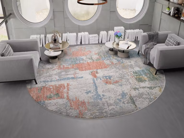 home24 Laagpolig vloerkleed Utopia City rond grijs Diameter: 120 cm