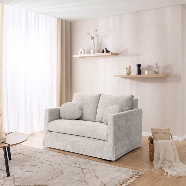 home24 Bankhoes voor 2-zitsbank Chenisty grijs Chenille B/D/H: 140 x 89 x 95 cm