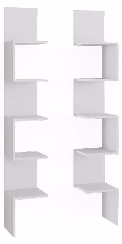 Vicco Paolo Hoekplank Wit Set van 2, Wandmontage, Hoogte: 175,4 cm