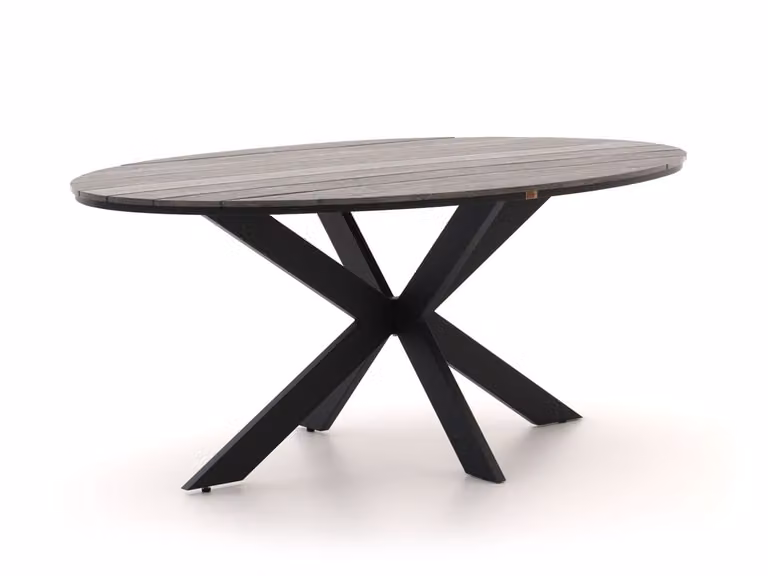 Bellagio ovale tuin eettafel van polywood en aluminium in grijs of zwart, 180 x 103 cm