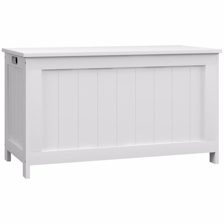 HOMCOM multifunctionele speelgoedkist van MDF met 2 handvatten, Wit, B/D/H: 81 x 40 x 46 cm