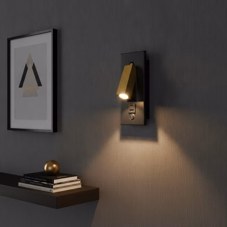 Artdelight Adam LED Wandlamp met USB-aansluiting - Zwart en Goud