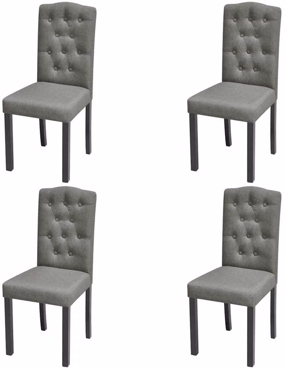 vidaXL Set van 4 Eetkamerstoelen in Grijs Stof