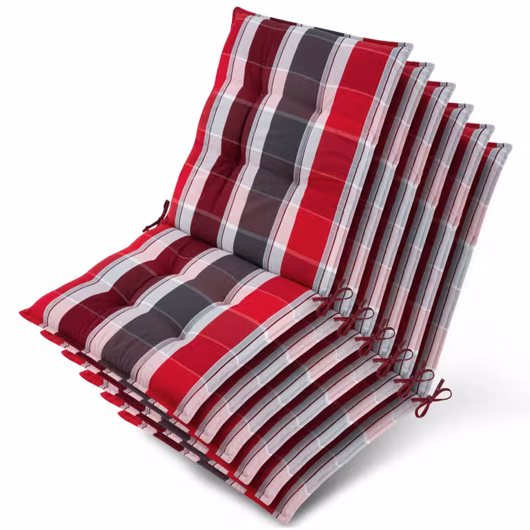 Beautissu 6-delige set zonnedekbedden rood-anthraciet gestreept B/D/H: 105 x 50 x 8 cm