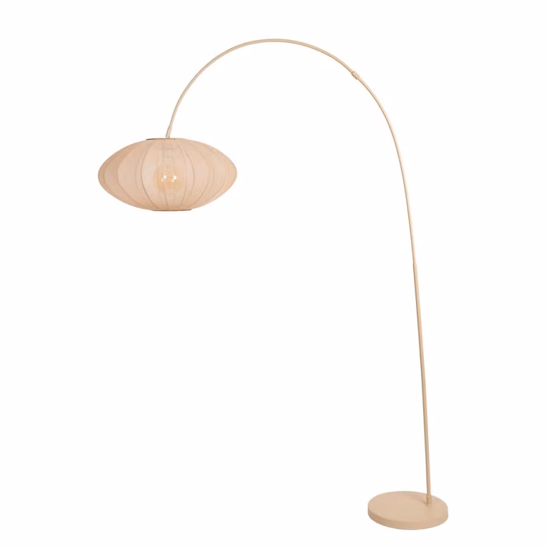 Lucide Corina Booglamp Beige/Bruin - Vloerlamp met E27 fitting - Hoogte: 192 cm