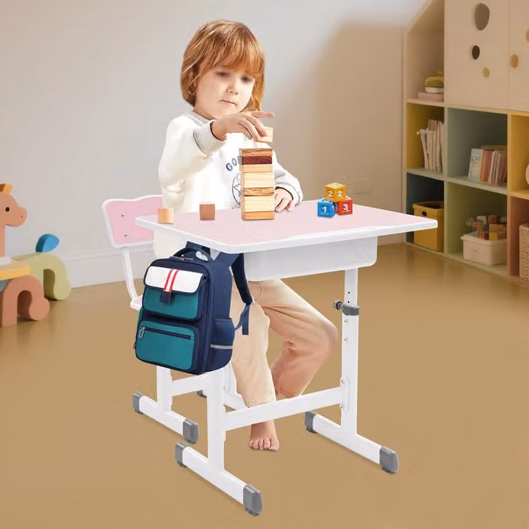 In hoogte verstelbaar kinderbureau met stoel voor studeren en spelen, Breedte: 60 cm, Diepte: 40 cm, Hoogte: 75 cm