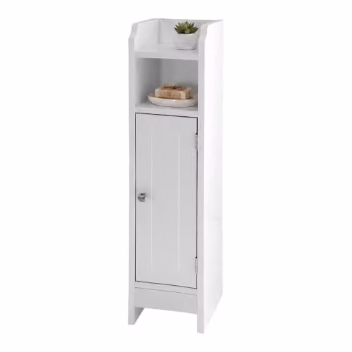 Relaxdays Badkamerkast in landelijke stijl, wit, H x B x D: 80 x 18 x 20 cm