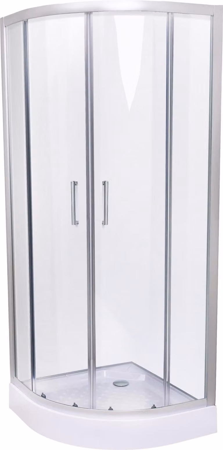 Belvit Douchecabine kwartcirkelmodel met schuifdeur en douchebak, 90 x 90 x 200 cm