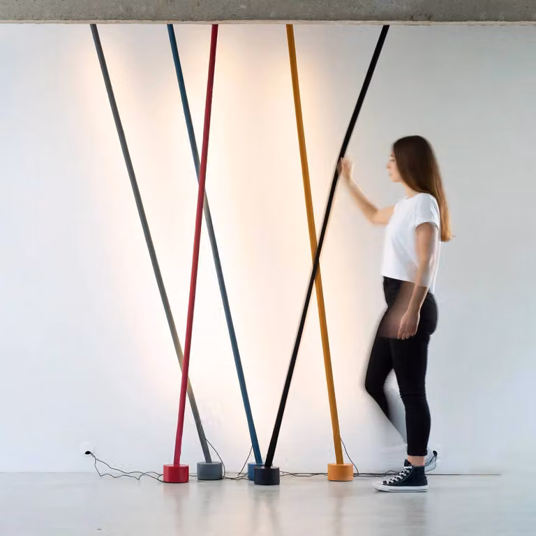 Martinelli Luce Elastica Design Vloerlamp, Geel/Multicolour, Dimbaar, Textiel, Hoogte: 170 cm