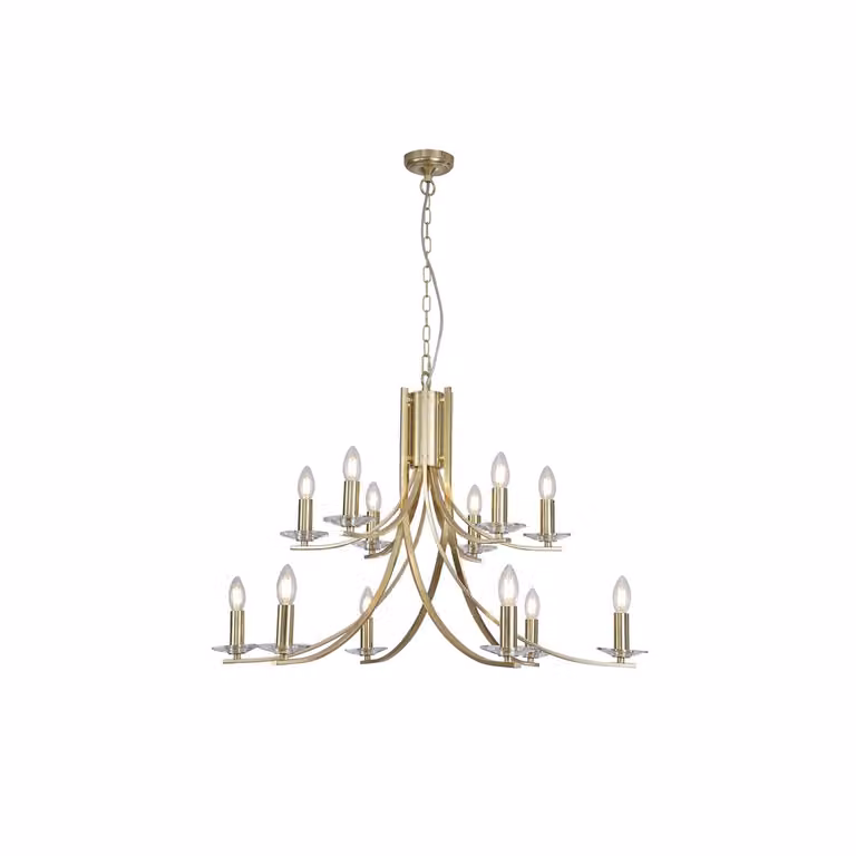 Kroonluchter Ascona Searchlight 12-lichts - Goud/Messing - Klassiek Design