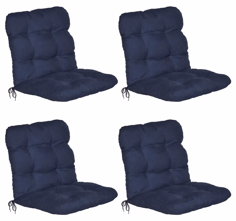 Beautissu Flair NL 4-delige set lage rugleuning kussens met koordsluiting, donkerblauw, B: 100 cm, D: 50 cm, H: 8 cm