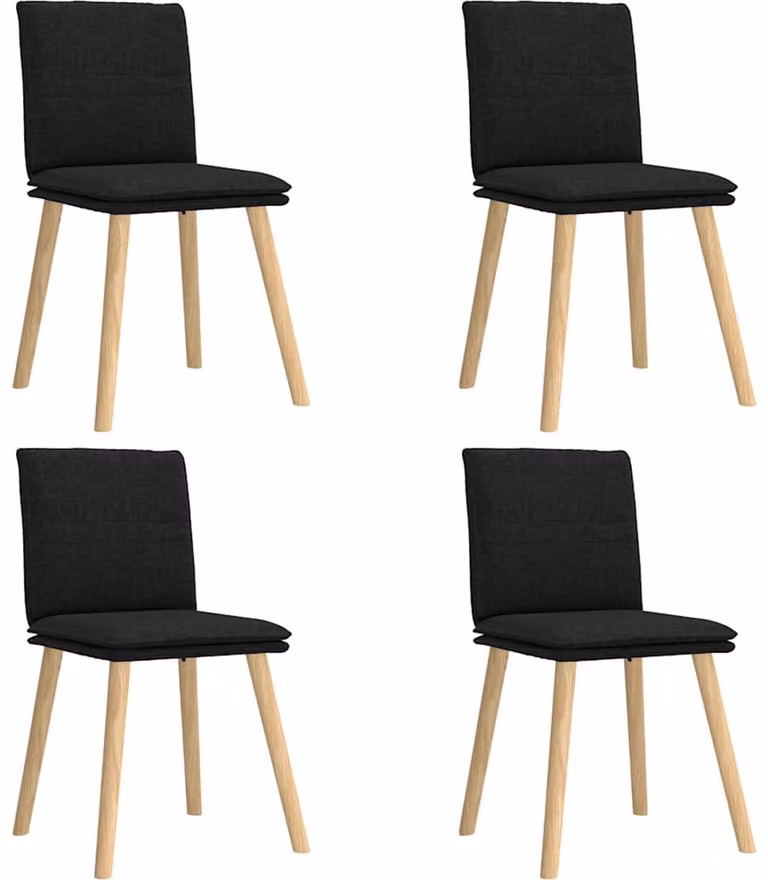 vidaXL Set van 4 Eetkamerstoelen in Zwarte Stof