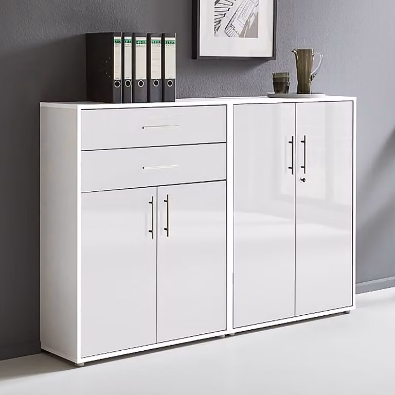 home24 Kastenset 2-delig Set A wit hoogglans B/D/H: 114 x 33 x 85 cm
