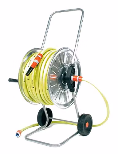 Talen Tools Tuinslanghaspel met gele tuinslang, 50 m, 5/8" en 3/4"
