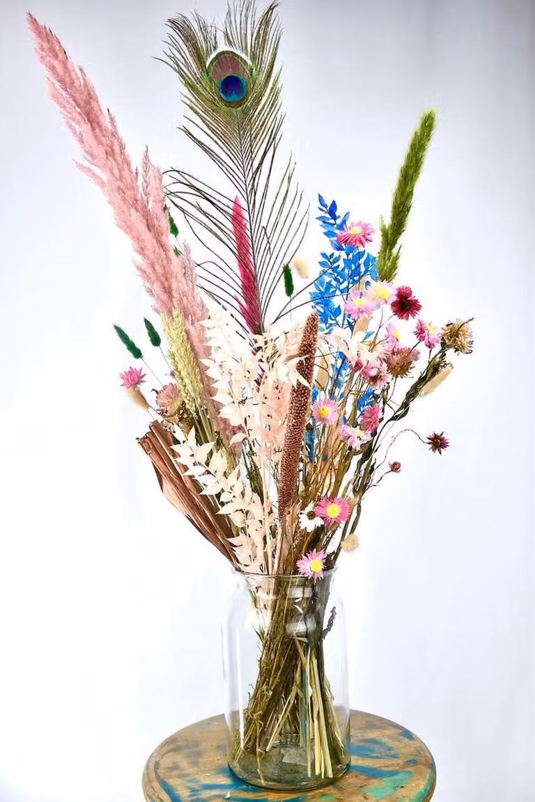 Natuurlijk Boeket met Droogbloemen - Full Color - 75 cm