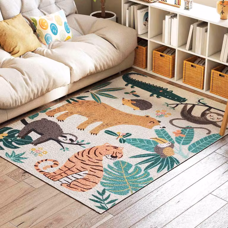 TEKROA Vloerkleed met Junglepatroon Crèmewit B/D: 120 x 160 cm