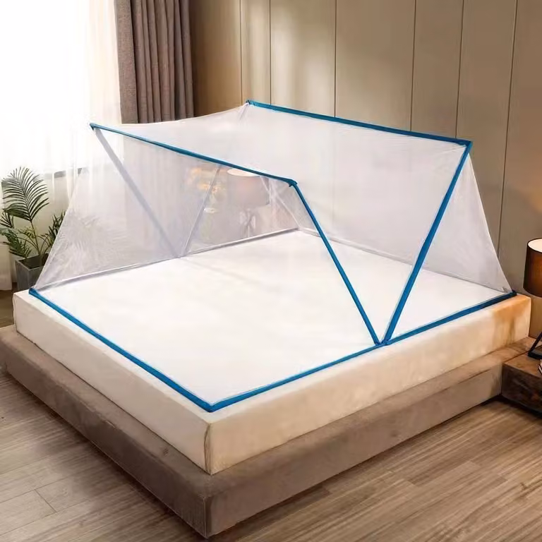 Klamboe voor bedden – Opvouwbare anti-insectentent met blauw frame