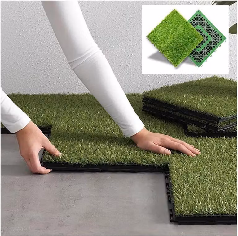 Kunstgrastegels voor binnen en buiten - All Weather DIY Fake Grass Pet-gazonmat - 30 x 30 x 4 cm
