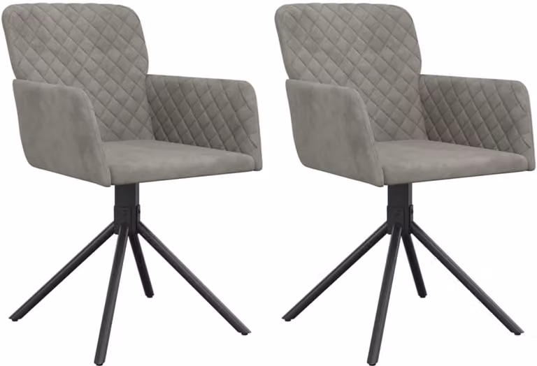Set van 2 draaibare eetkamerstoelen in lichtgrijs fluweel voor de woonkamer, keuken of werkkamer