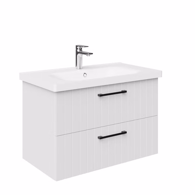 Creavit D10 wastafelonderkast voor de badkamer, wit, 2 lades, soft-close sluiting, hangend model