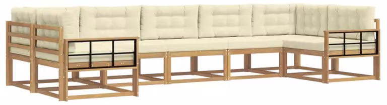 vidaXL Moderne Tuinset voor 7 personen in wit en crème