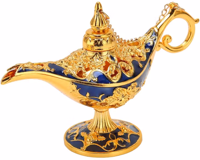 Dailygoods Genie Lamp - Vintage Decoratieve Tafellamp van Zinklegering met Reliëfontwerp