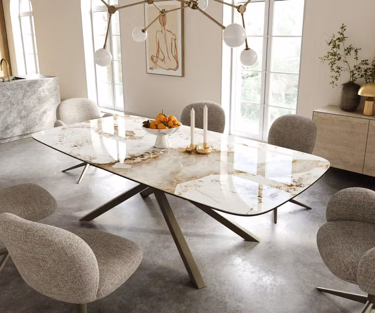 DELIFE Eettafel Edge Boot Keramiek Minas Melange Wit-Beige B: 240 cm, D: 120 cm, H: 76 cm