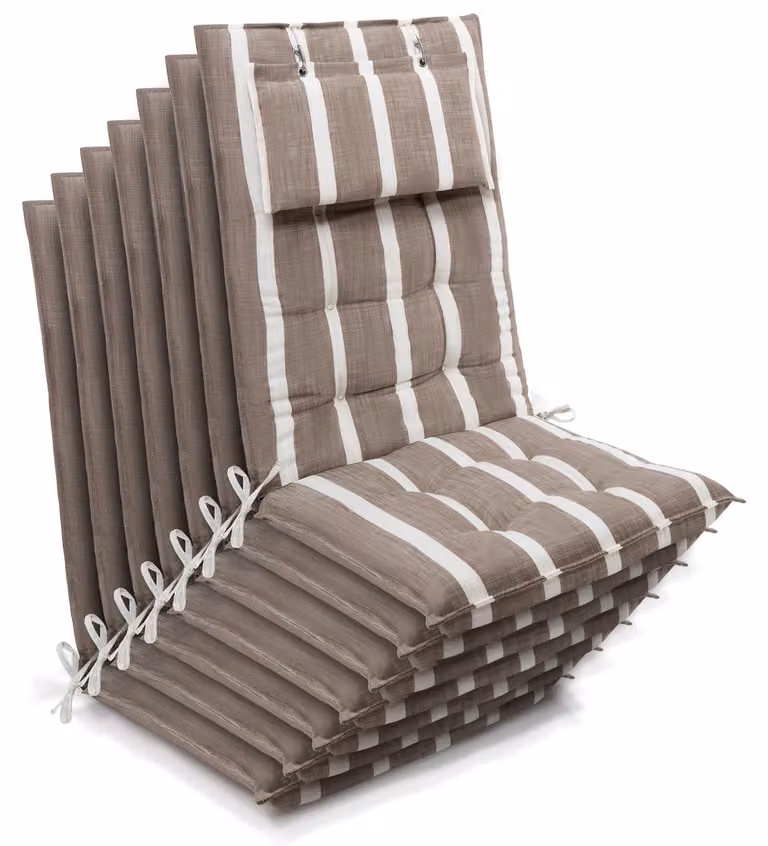 Beautissu 7-delige set zonnekussens voor hoge rugleuningen, beige-wit gestreept, B: 120 cm, D: 50 cm, H: 8 cm