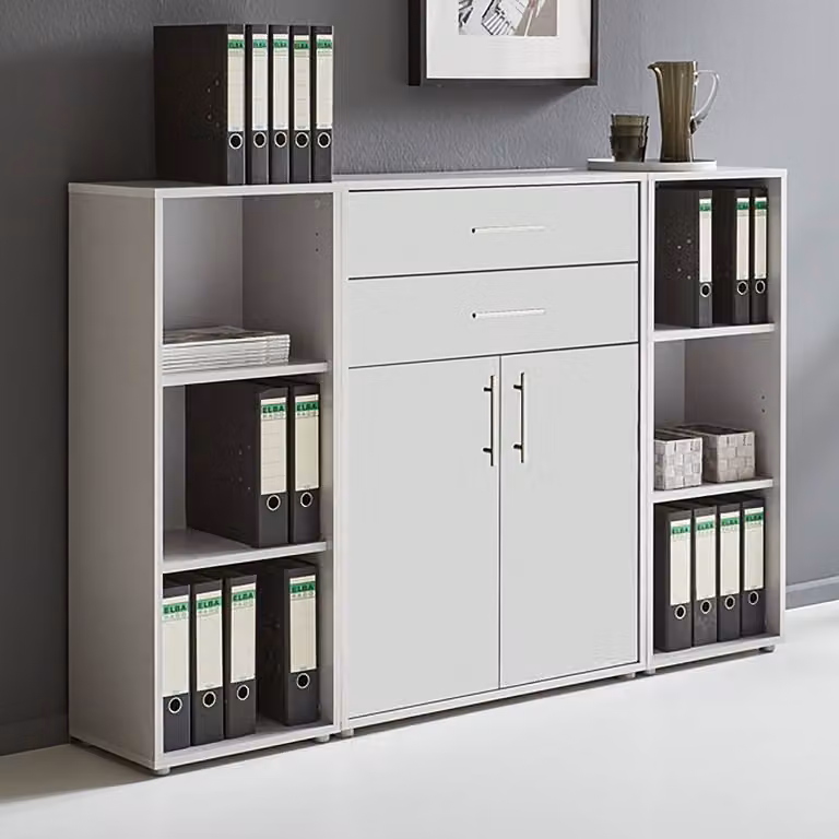 home24 Kastenset 3-delig set A grijs/lichtgrijs/mat wit, B/D/H: 114 x 33 x 85 cm