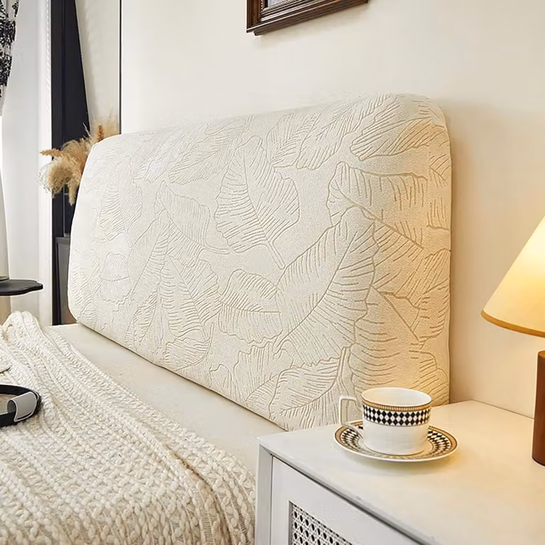 Beige Hoofdbord Hoes met Elastische Zoom voor je Bed - 1,2 Meter