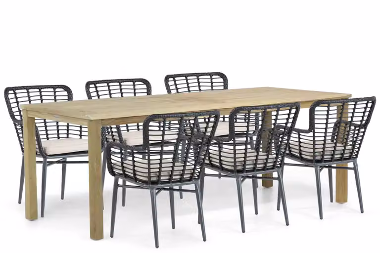 De Laan Projects Toledo/Weston 7-delige dining tuinset van teak, bruin, 210 cm