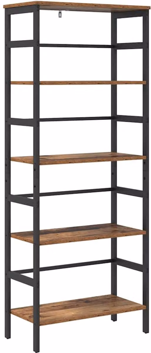 vidaXL Boekenplank 4-laags van bewerkt hout in oud hout B/D/H: 40 x 29.5 x 115 cm