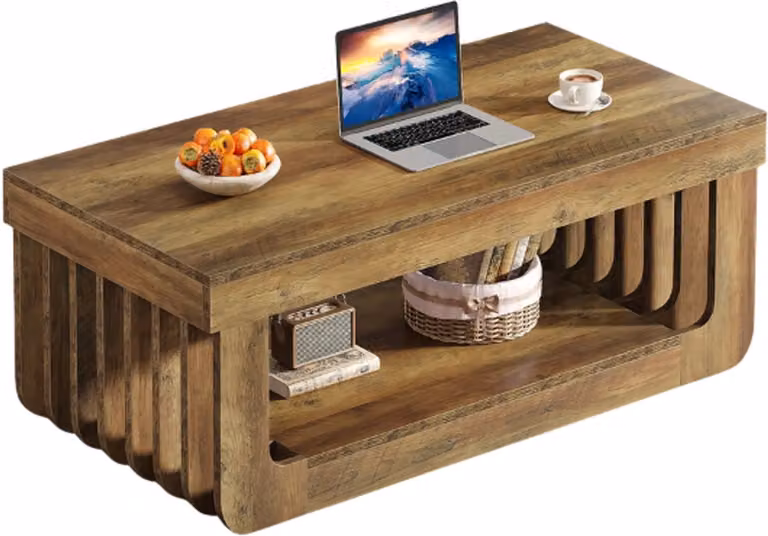 Emvae Salontafel met opberplank - Modern - Rustiek Bruin - B: 120 cm, D: 60 cm, H: 45 cm