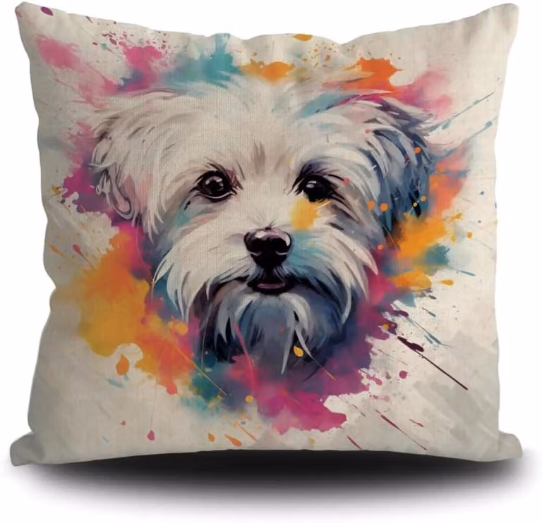 Multicolor Honden Kussenhoes - Dubbelzijdig Bedrukt Honden Slaapkussen - 45 x 45 cm