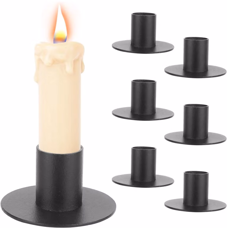 Set van 6 zwarte kaarsenhouders voor elegante decoratie