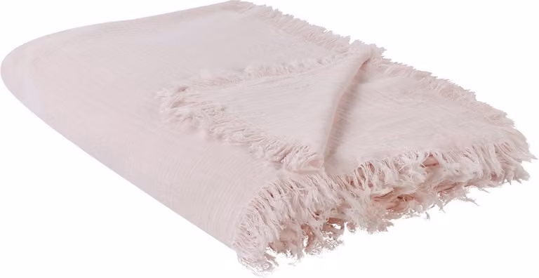 Beliani Decoratieve Bedsprei met Kwastjes - Roze - Katoen - 220 x 200 cm