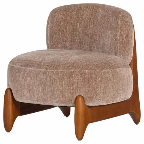 WOOOD Runi Fauteuil - Hout/Velvet - Paars/Bruin - B/D/H: 69 x 64 x 72 cm