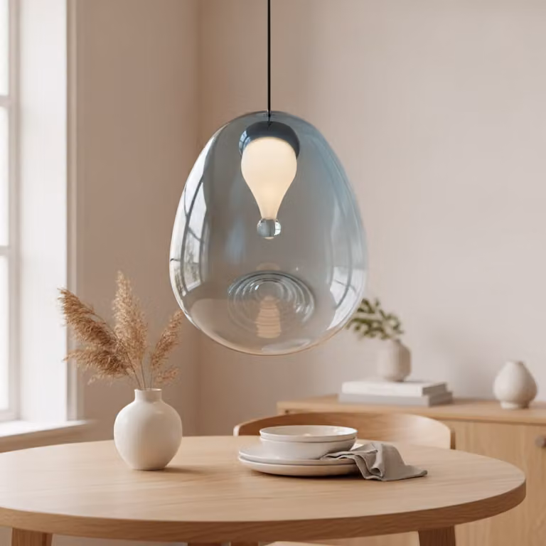 Lyora Design hanglamp Oblo blauw glas met aluminium met een diameter van 16 cm