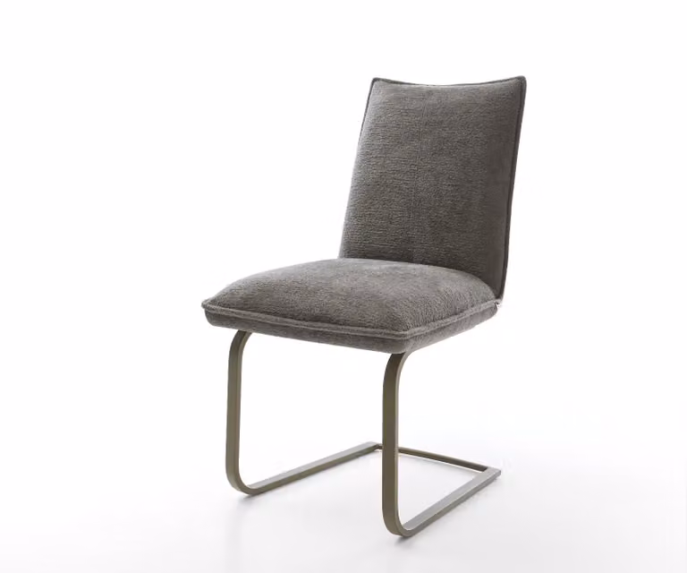 DELIFE Lelio-Flex Sledemodel Stoel met Bouclé Bekleding en Titanium Pocketveer Kern in Bruin en Grijs