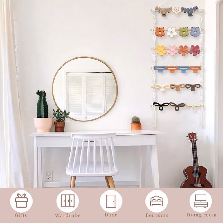 Wandgemonteerde Haarklauw Clip Organizer met 10 Clips voor Haaraccessoires