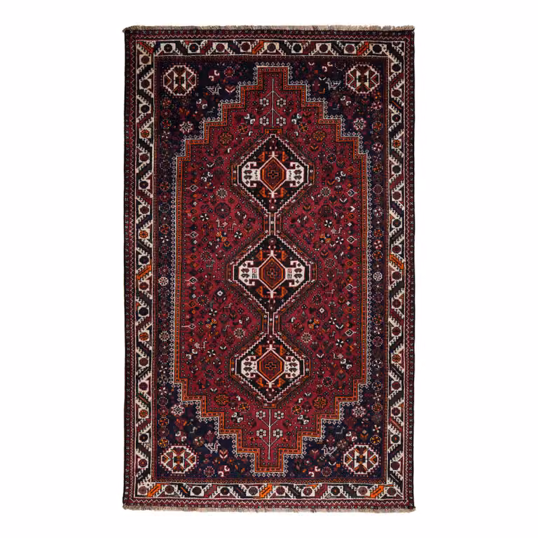 home24 Laagpolig vloerkleed Shiraz Rood Wol B: 155 cm, D: 256 cm