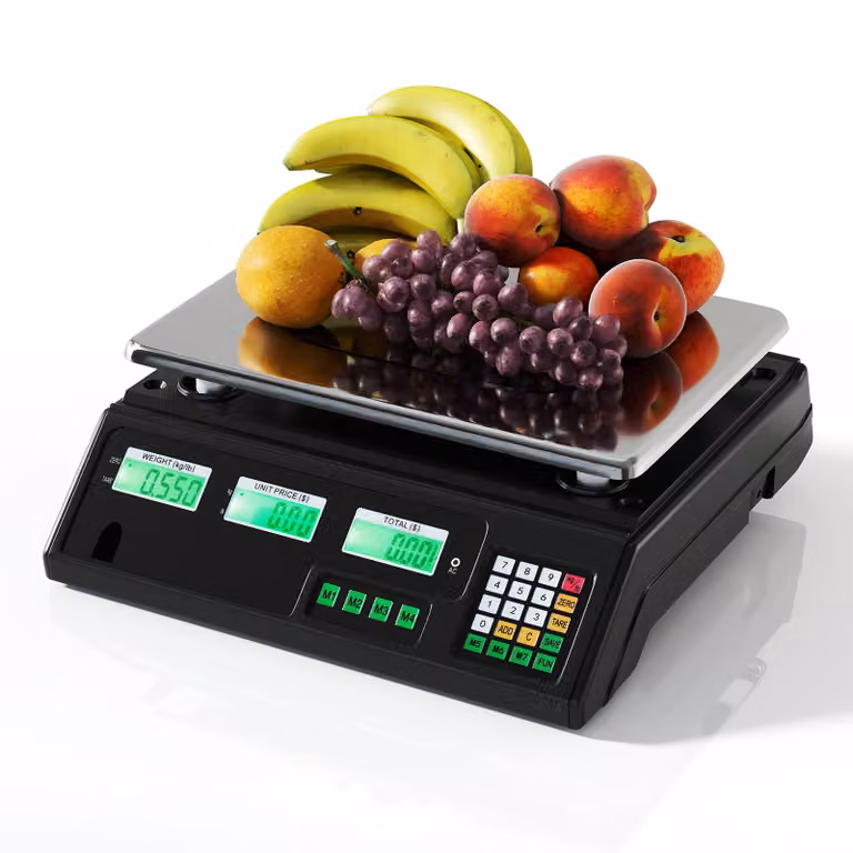 Costway Digitale Ladenweegschaal van RVS met Dubbelzijdig LCD-Display, 40kg